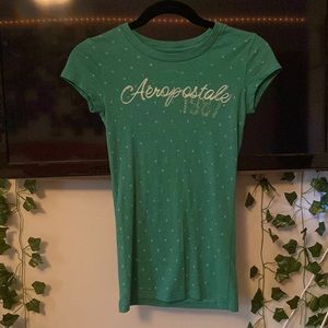 Green Original Aeropostale T-Shirt with White Dots - XS